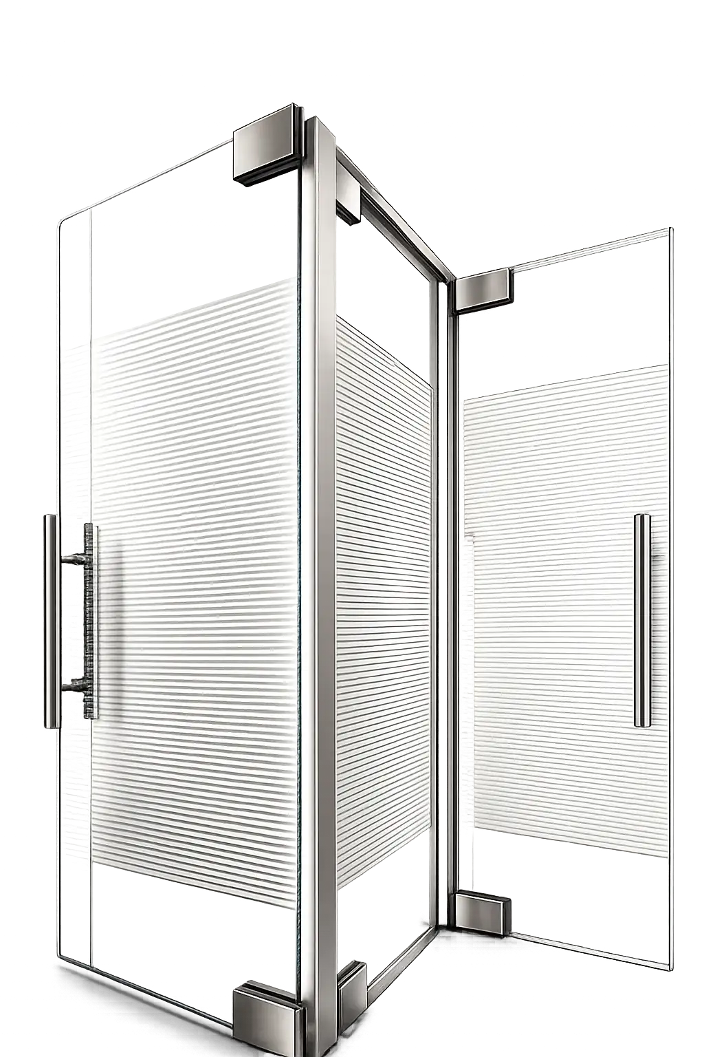 Detalle de puerta de aluminio y cristal con instalación limpia